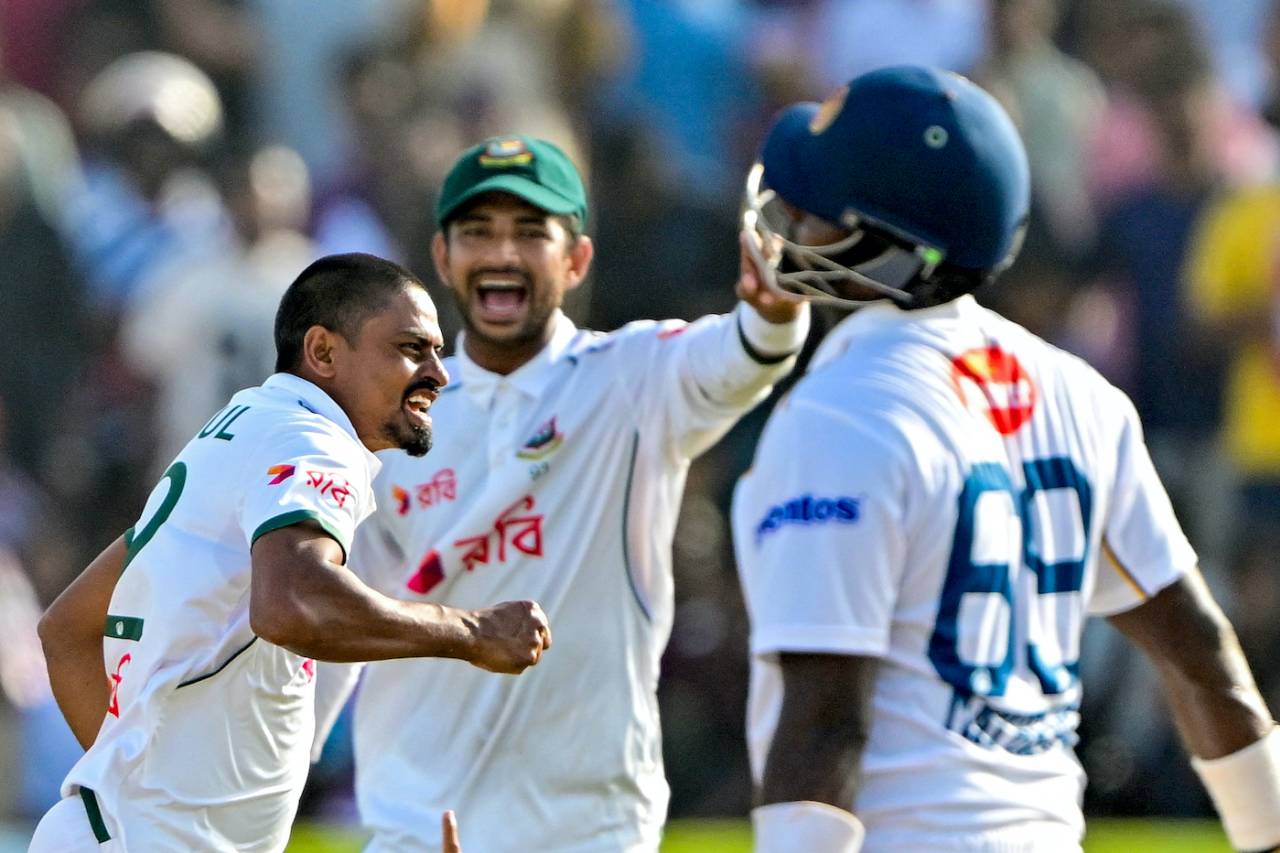 Taijul Islam got Angelo Mathews out in his last Test innings, Sri Lanka vs Bangladesh, 1st Test, Galle, 5th day, June 21, 2025