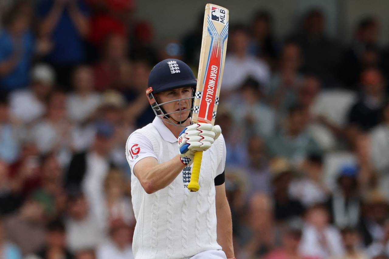 Harry Brook celebrates his fifty, England vs India, 1st Test, Leeds, Day 3, June 22, 2025