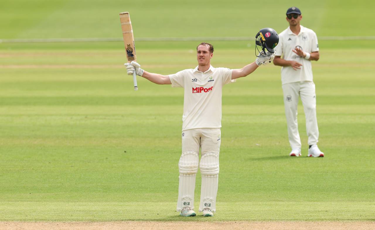 Ben Kellaway takes the applause for his century, Glamorgan vs Gloucestershire, County Championship, Division Two, Cardiff, July 1, 2025