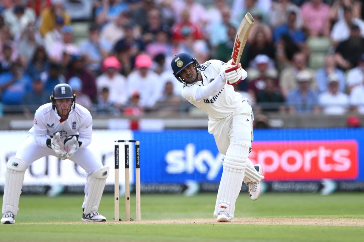 Shubman Gill launches one over mid-off, England vs India, 2nd Test, Birmingham, 2nd day, July 3, 2025