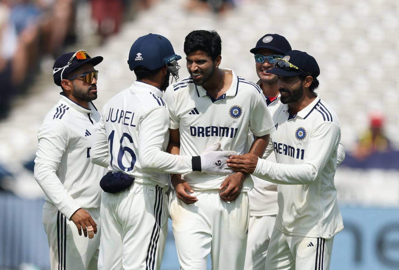 Washington Sundar celebrates the big wicket of Joe Root, England vs India, 3rd Test, Lord's, 4th day, July 13, 2025