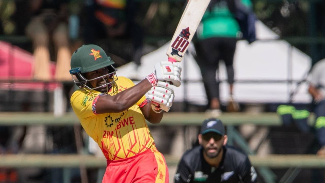 Wessly Madhevere looked steady against the New Zealand pacers, Zimbabwe vs New Zealand, Zimbabwe T20 tri-series, Harare, July 18, 2025
