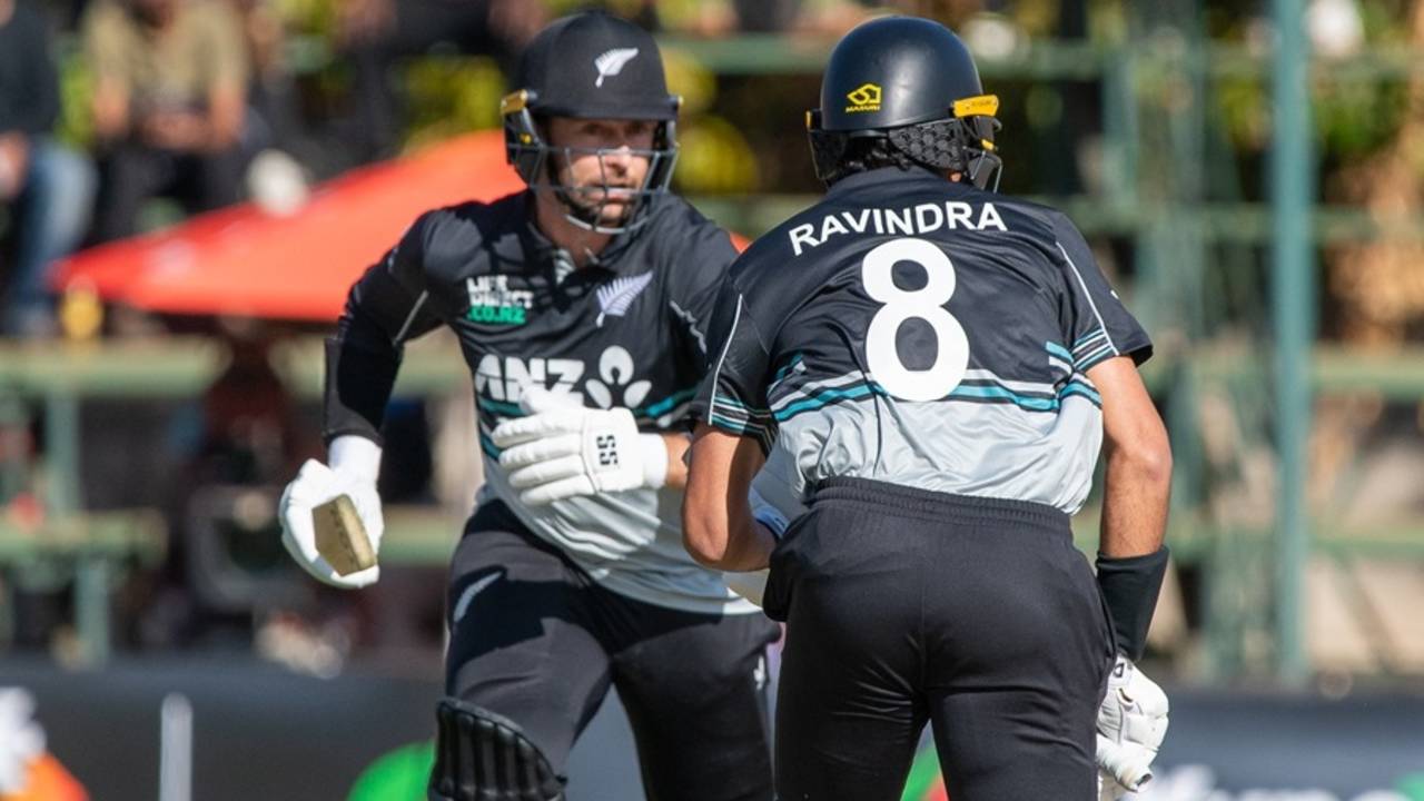 Devon Conway and Rachin Ravindra put on 59 for the second wicket, Zimbabwe vs New Zealand, Zimbabwe T20 tri-series, Harare, July 18, 2025