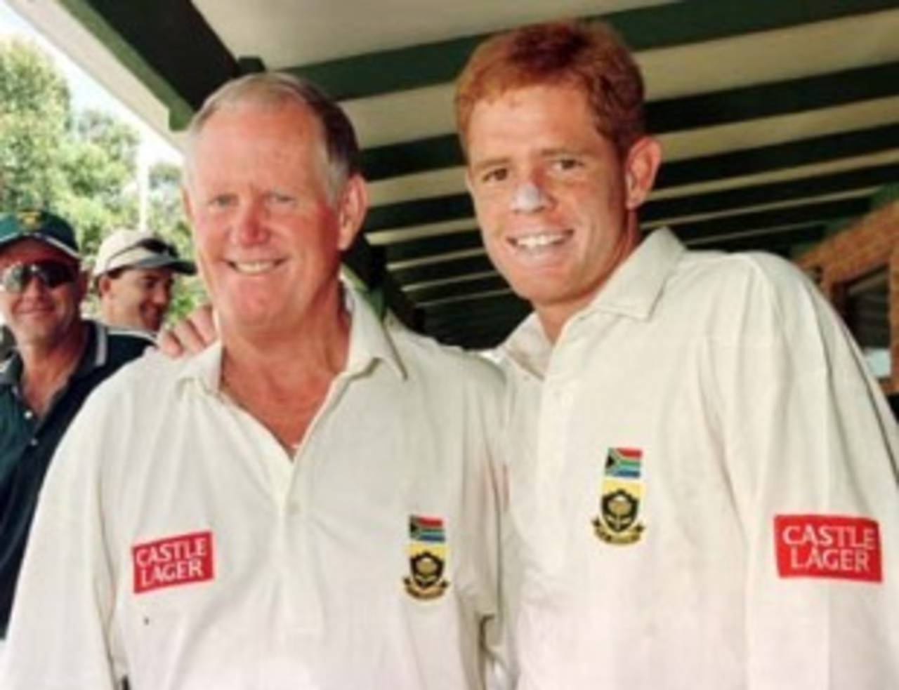 Graeme and Shaun Pollock smile before the game. South Africa v Chairman's XI at Lilac Hill, Perth, November 25th 1997
