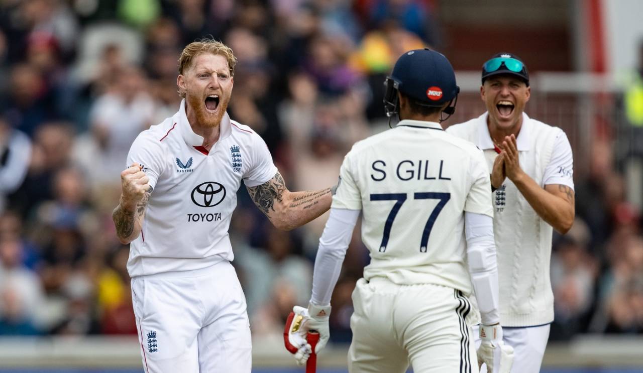Ben Stokes was pumped up after trapping Shubman Gill lbw, England vs India, 4th Test, Manchester, 1st day, July 23, 2025