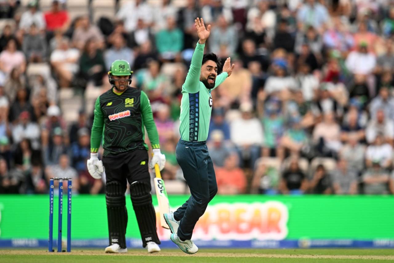 Rashid Khan took three wickets in four legal deliveries, Southern Brave vs Oval Invincibles, Utilita Bowl, The Hundred men's competition, August 18, 2025