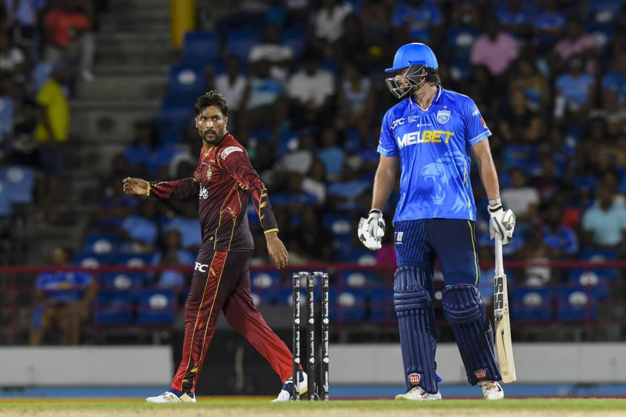Tim David has no option but to walk off, St Lucia Kings vs Trinbago Knight Riders, CPL, Gros Islet, August 23, 2025