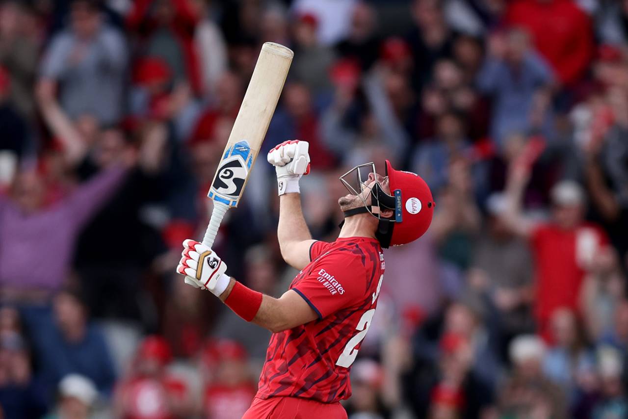 Liam Livingstone roars after sealing victory, Lancashire vs Kent, Men's T20 Blast quarter-final, Old Trafford, September 6, 2025