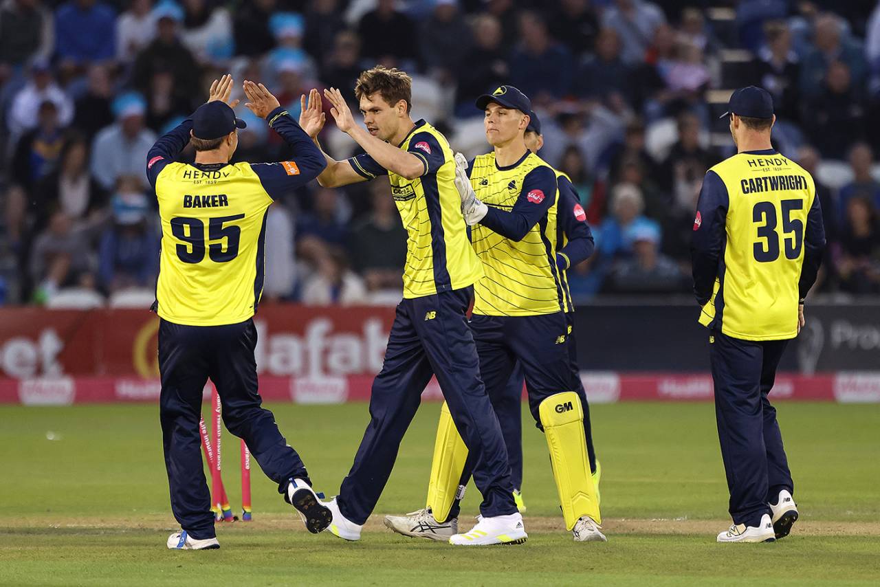 Scott Currie picked up the wicket of Tom Clark, Sussex vs Hampshire, Men's T20 Blast, Hove, July 5, 2025