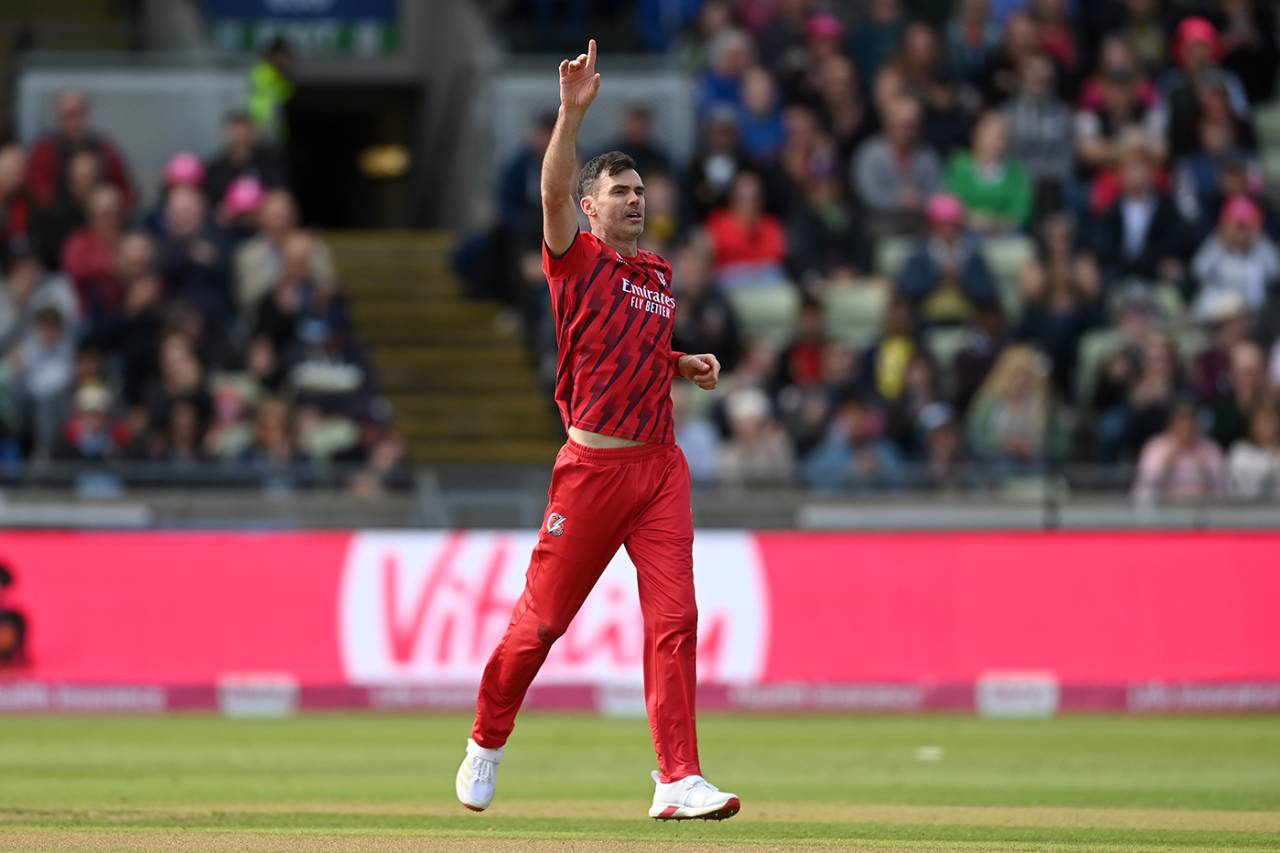 James Anderson claimed 2 for 34 on his return to Finals Day, Somerset vs Lancashire, Vitality Blast semi-final, Edgbaston, September 13, 2025
