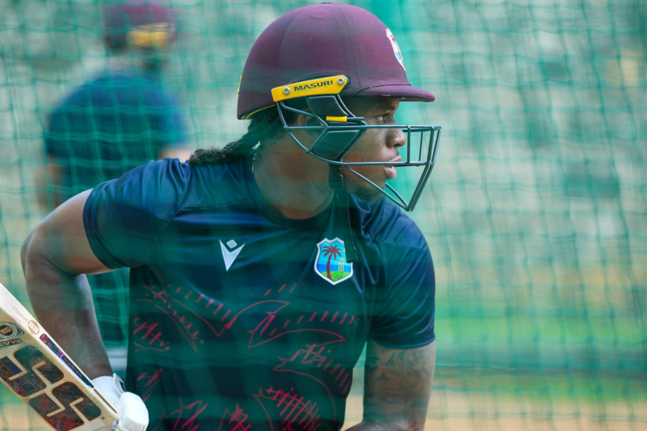 Keacy Carty bats in the nets, Chennai, October 2025