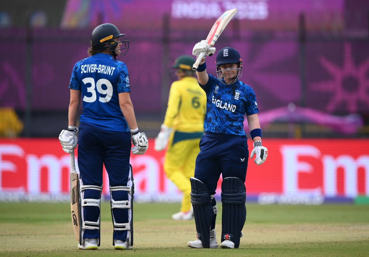 Tammy Beaumont celebrates her half-century, Australia vs England, Women's World Cup, Indore, October 22, 2025