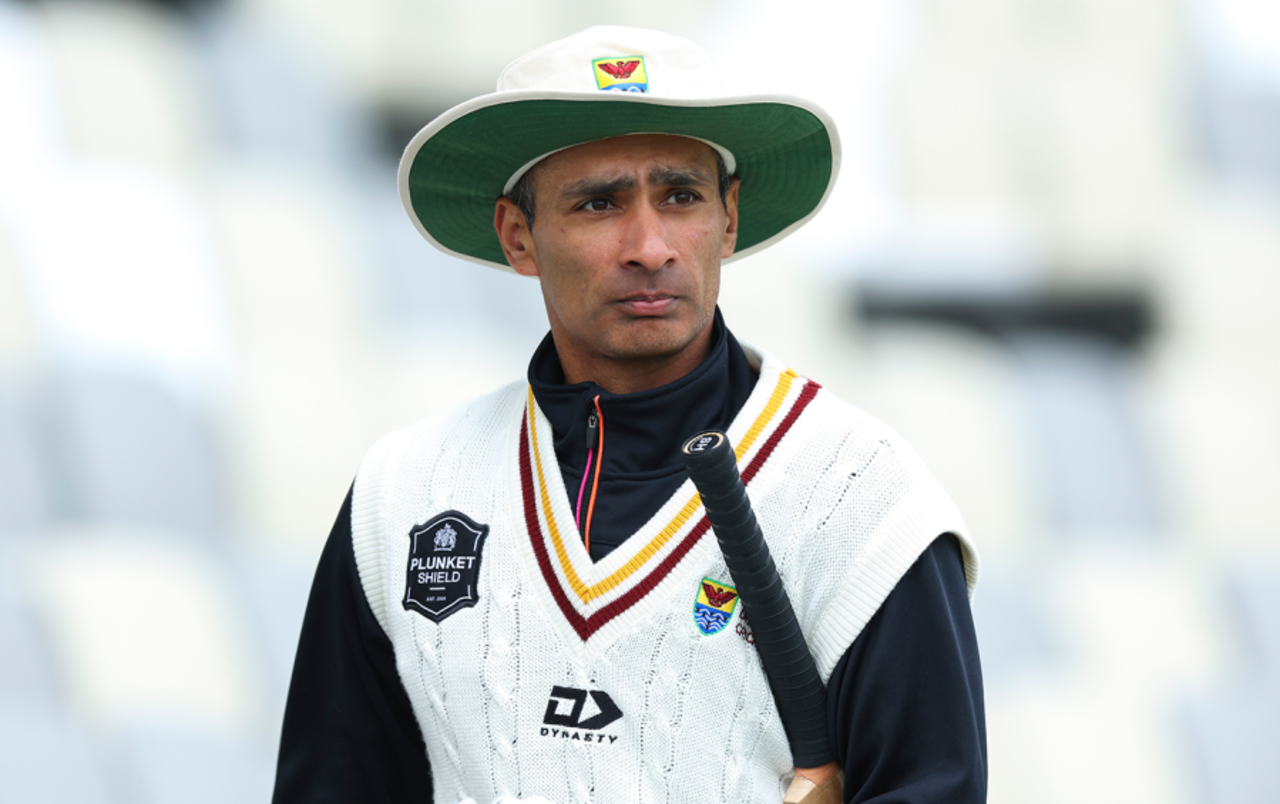Jeet Raval looks on, Wellington vs Northern Districts, Plunket Shield, Wellington, 2nd day, November 7, 2023