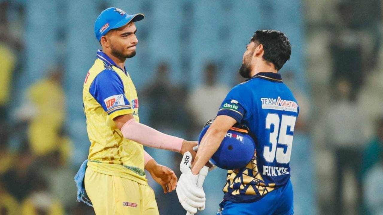 Prashant Veer caught up with Rinku Singh after the game, UPT20 League, Lucknow, September 1, 2025
