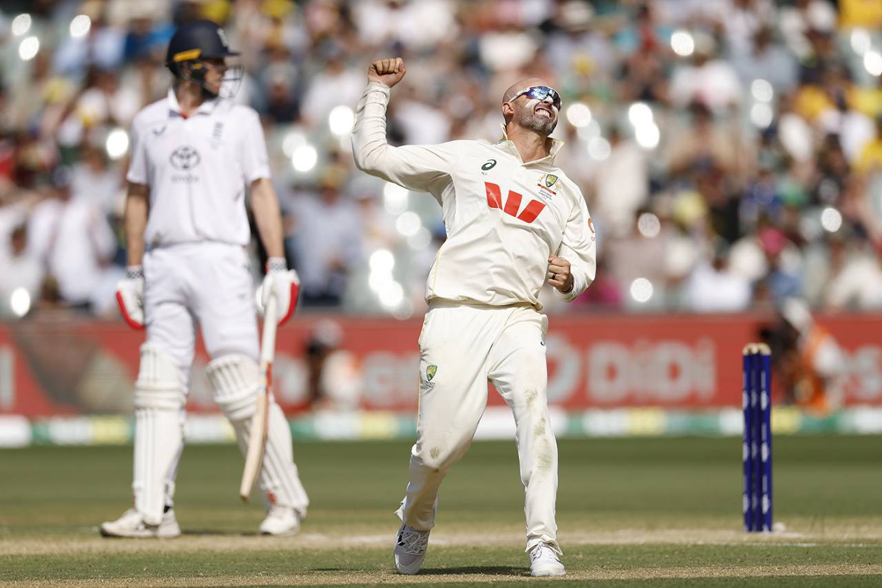 Nathan Lyon celebrates after snaring Harry Brook, Australia vs England, 3rd Test, Adelaide, 4th day, December 20, 2025