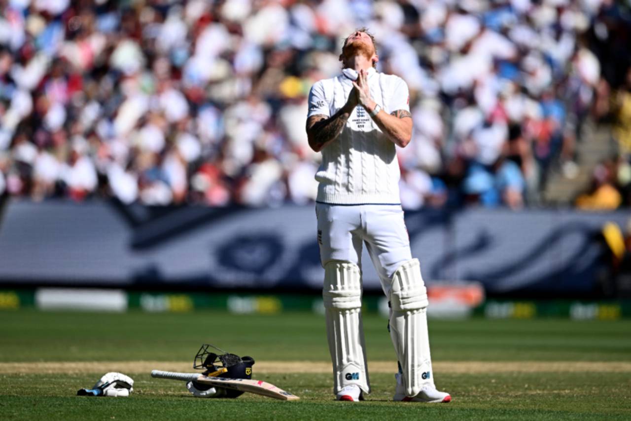 Ben Stokes looks to the heavens as wickets tumble in England's innings, Australia vs England, 4th Test, Melbourne, 1st day, December 26, 2025