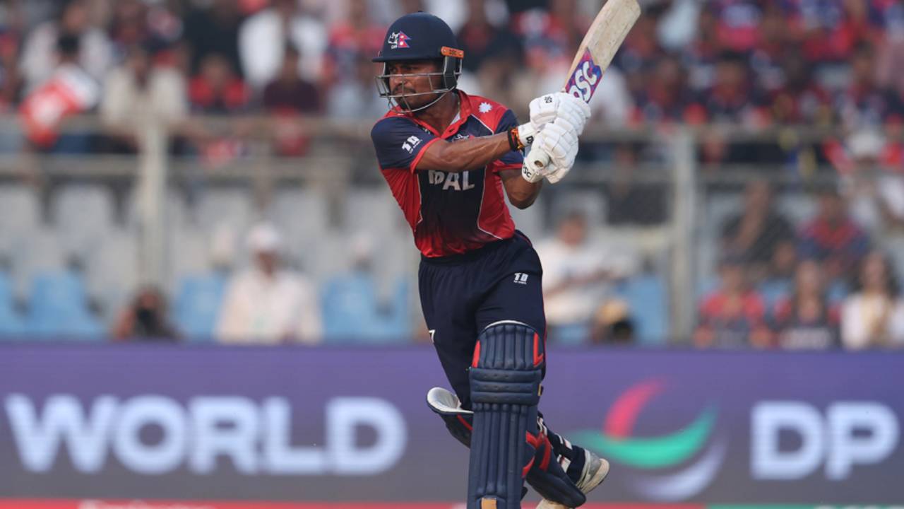 Rohit Paudel carves through the off side, England vs Nepal, T20 World Cup, Mumbai, February 8, 2026