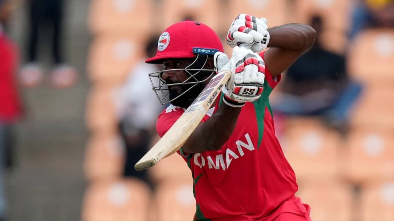 Mohammad Nadeem was impressive with the bat for Oman, Sri Lanka vs Oman, T20 World Cup, Pallekele, February 12, 2026