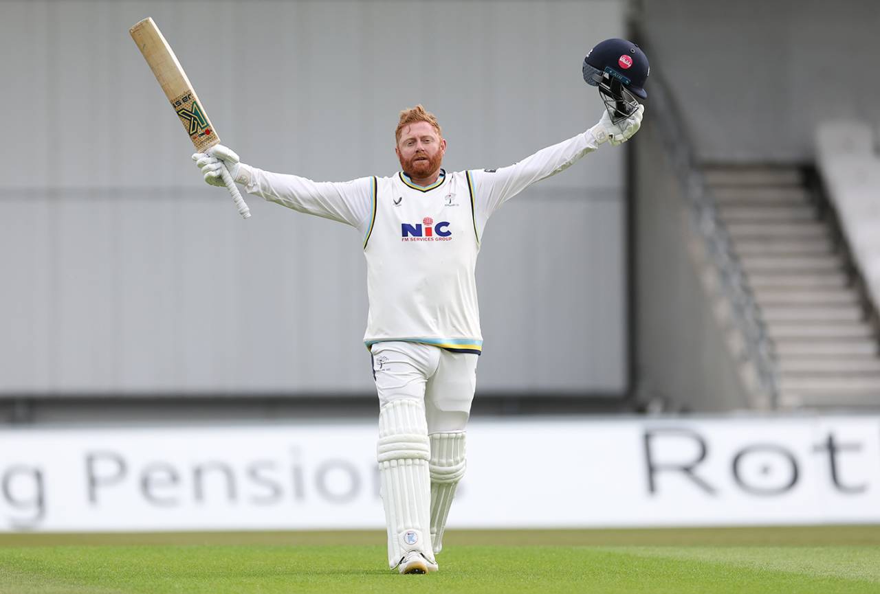 Jonny Bairstow scored his first hundred of the season, Yorkshire vs Surrey, County Championship, Division One, Headingley, May 15, 2026