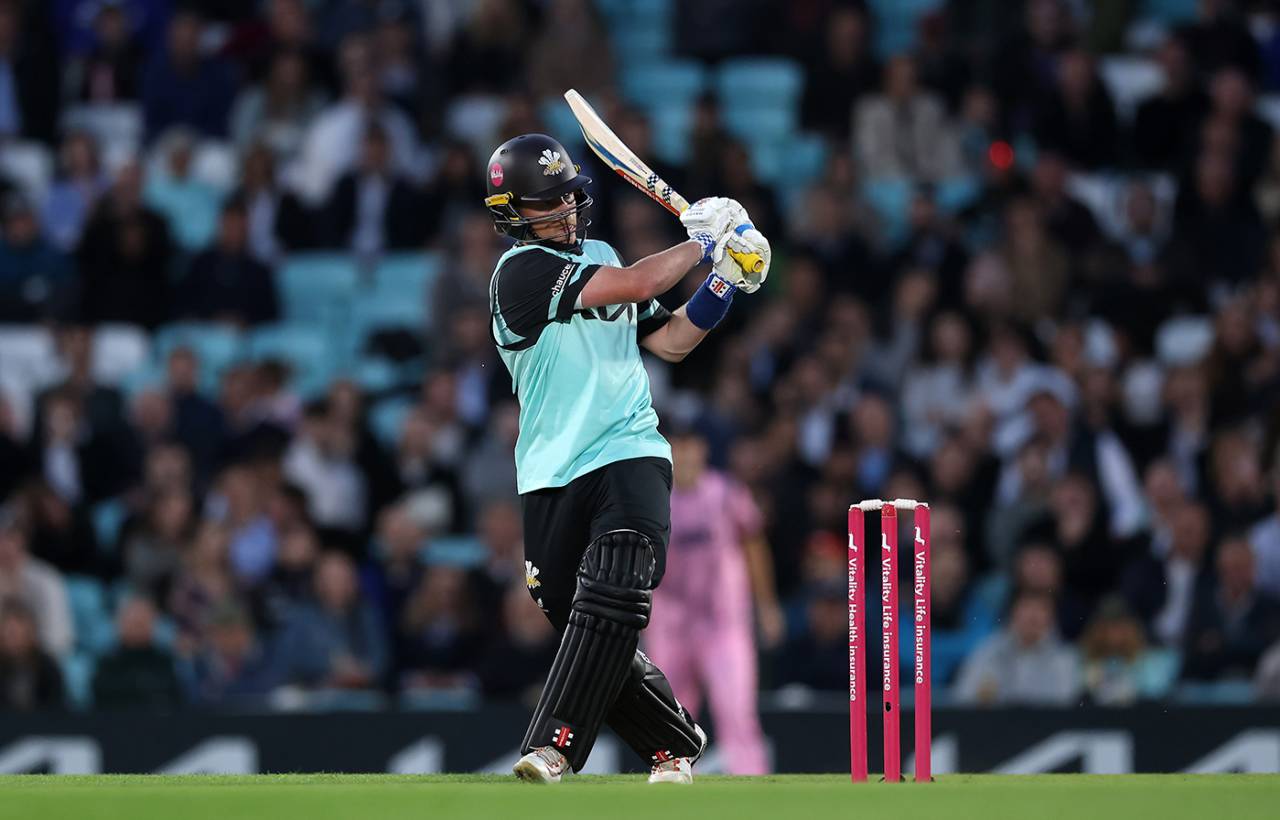 Ollie Pope pulls during his unbeaten fifty, Surrey vs Middlesex, Men's T20 Blast, Kia Oval, June 3, 2026