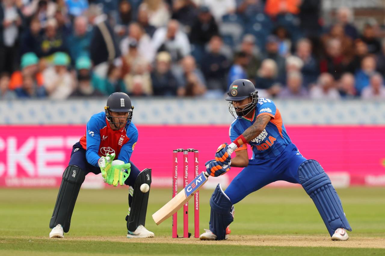Shreyas Iyer cuts through the offside, England vs India, 1st T20I, Chester-le-Street, July 1, 2026