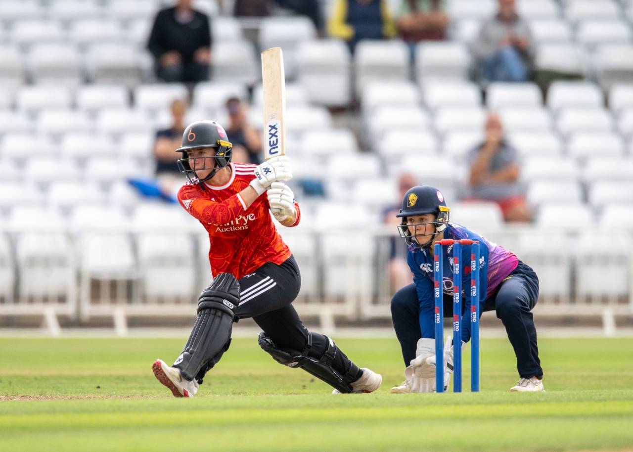 Georgia Elwiss on her way to a List A career-best 134 not out, The Blaze vs Durham, Women's Metro Bank One-Day Cup, Trent Bridge, August 19, 2026