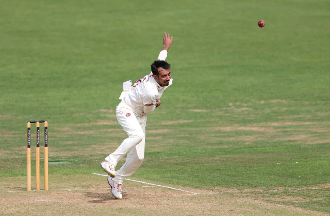 Yuzvendra Chahal in Northants action, Northamptonshire vs Kent, County Championship, Wantage Road, August 28, 2026