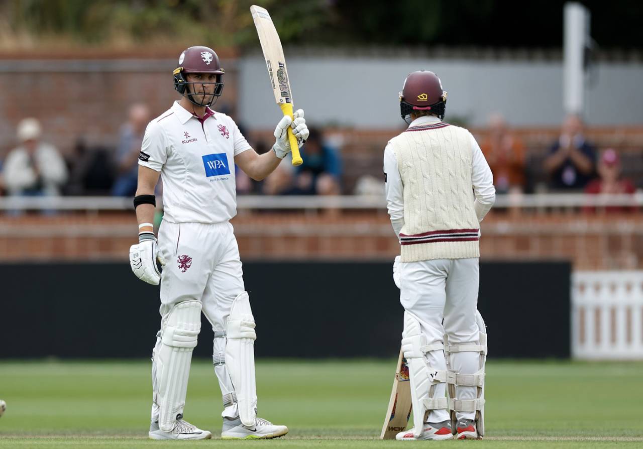 Tom Lammonby acknowledges his half-century, Somerset vs Glamorgan, Taunton, County Championship, September 3, 2026
