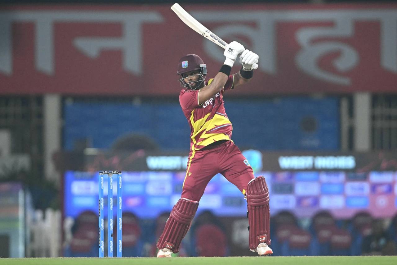 Shai Hope went for his shots despite West Indies losing two wickets early, India vs West Indies, 2nd T20I, Ranchi, October 9, 2026