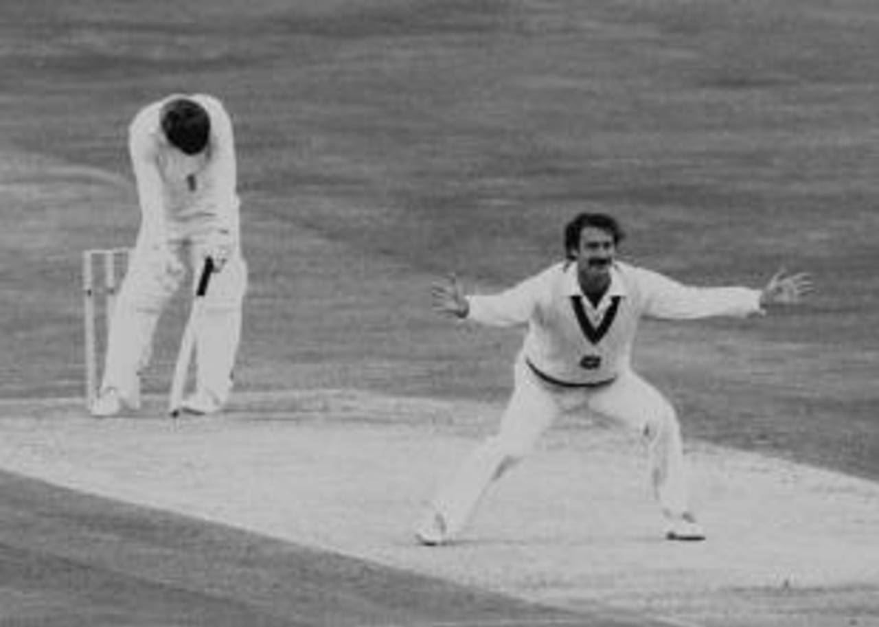 Dennis Lillee traps Mike Gatting lbw, England v Australia, 3rd Test, Headingley,  July 18, 1981