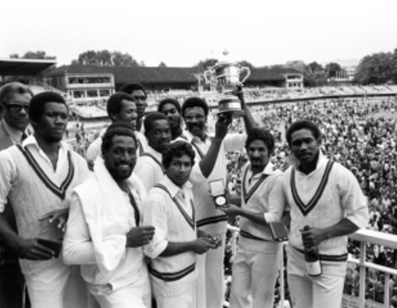 Clive Lloyd lifts the trophy for the second time&nbsp;&nbsp;&bull;&nbsp;&nbsp;PA Photos