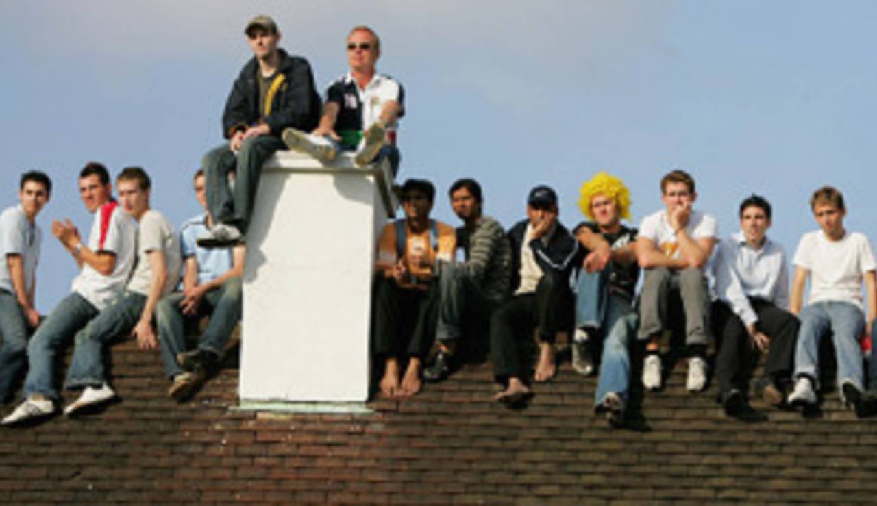 A view from the chimney pots: fans watch the Ashes from the rooftops, England v Australia, London, September 12, 2005