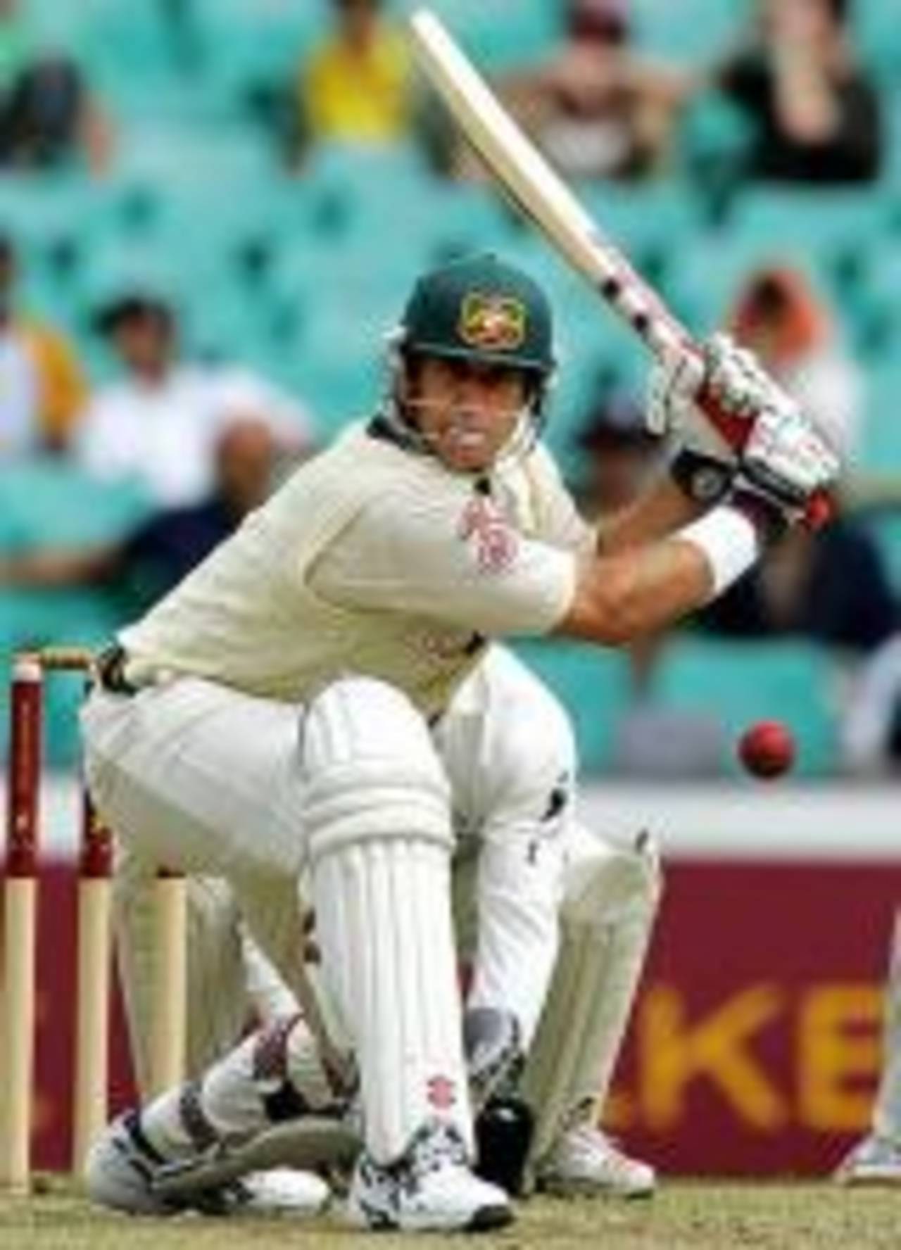 Matthew Hayden winds up to sweep during his innings of 111, Australia v World XI, Day 1, Sydney Cricket Ground, October 14, 2005