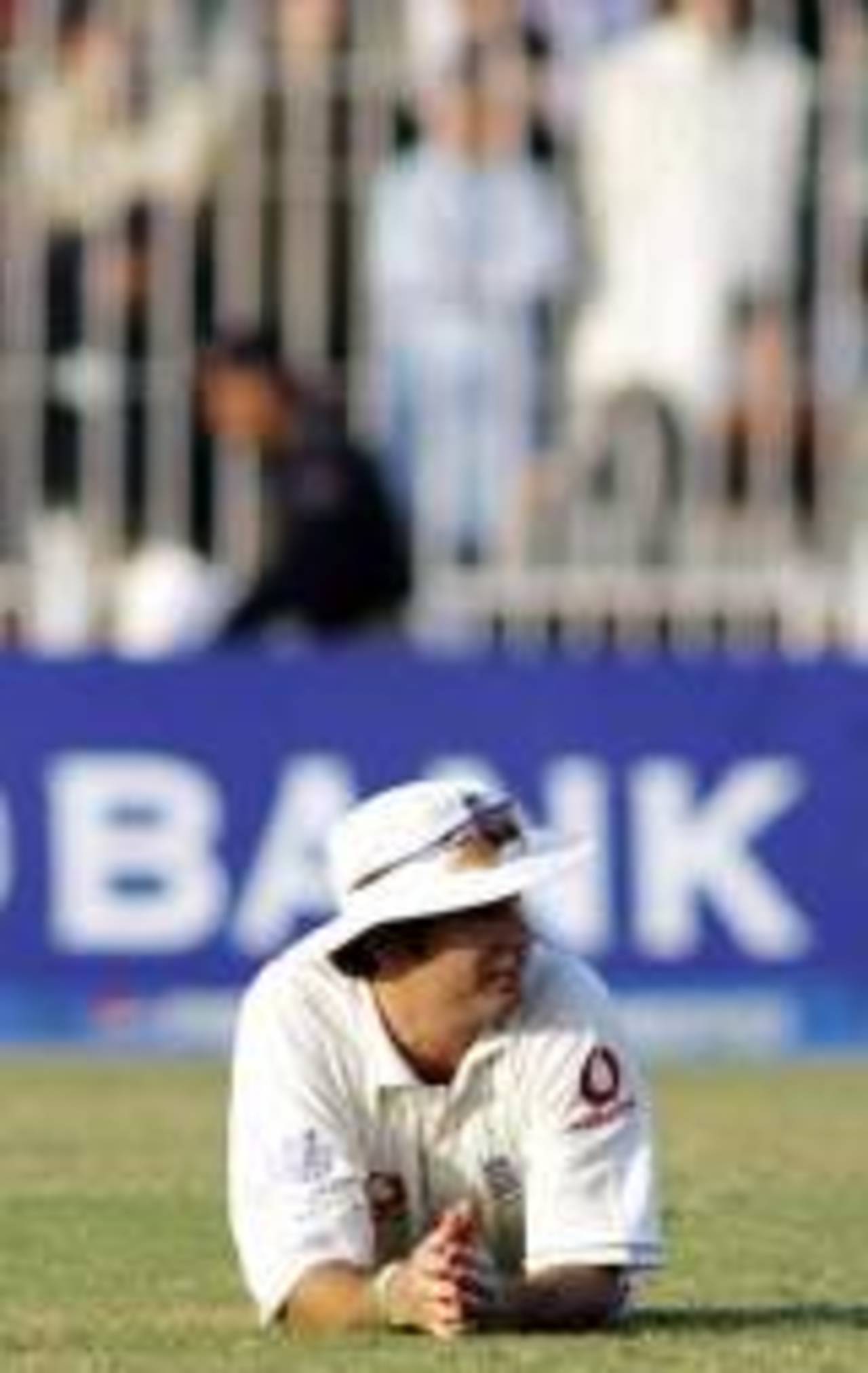 Down it goes: Michael Vaughan reflects on his dropped catch which handed Shahid Afridi a life, Pakistan v England, 2nd Test, Faisalabad, November 20, 2005