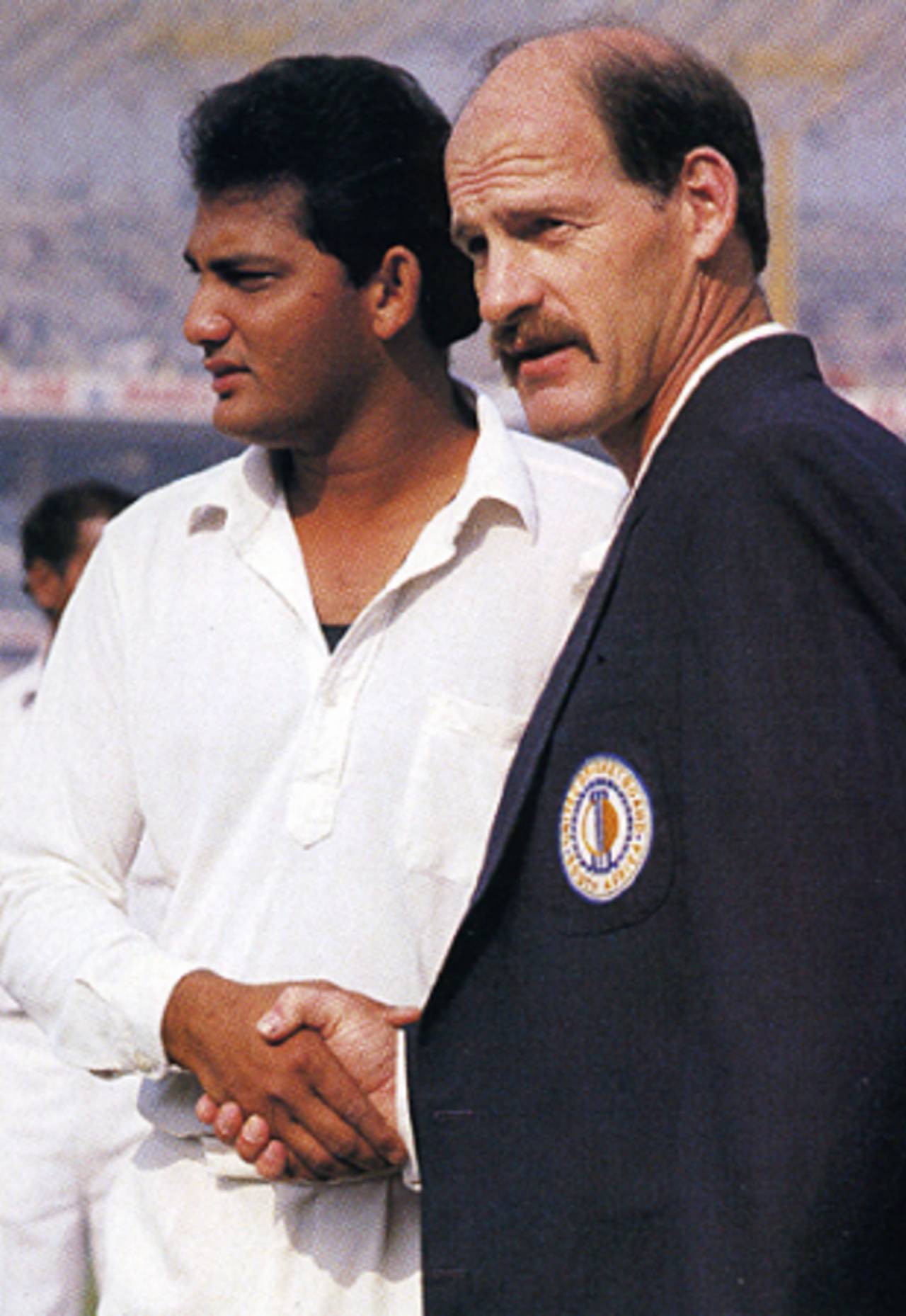 Mohammad Azharuddin and Clive Rice at the toss before the first ODI in 1991&nbsp;&nbsp;&bull;&nbsp;&nbsp;David Munden/Getty Images