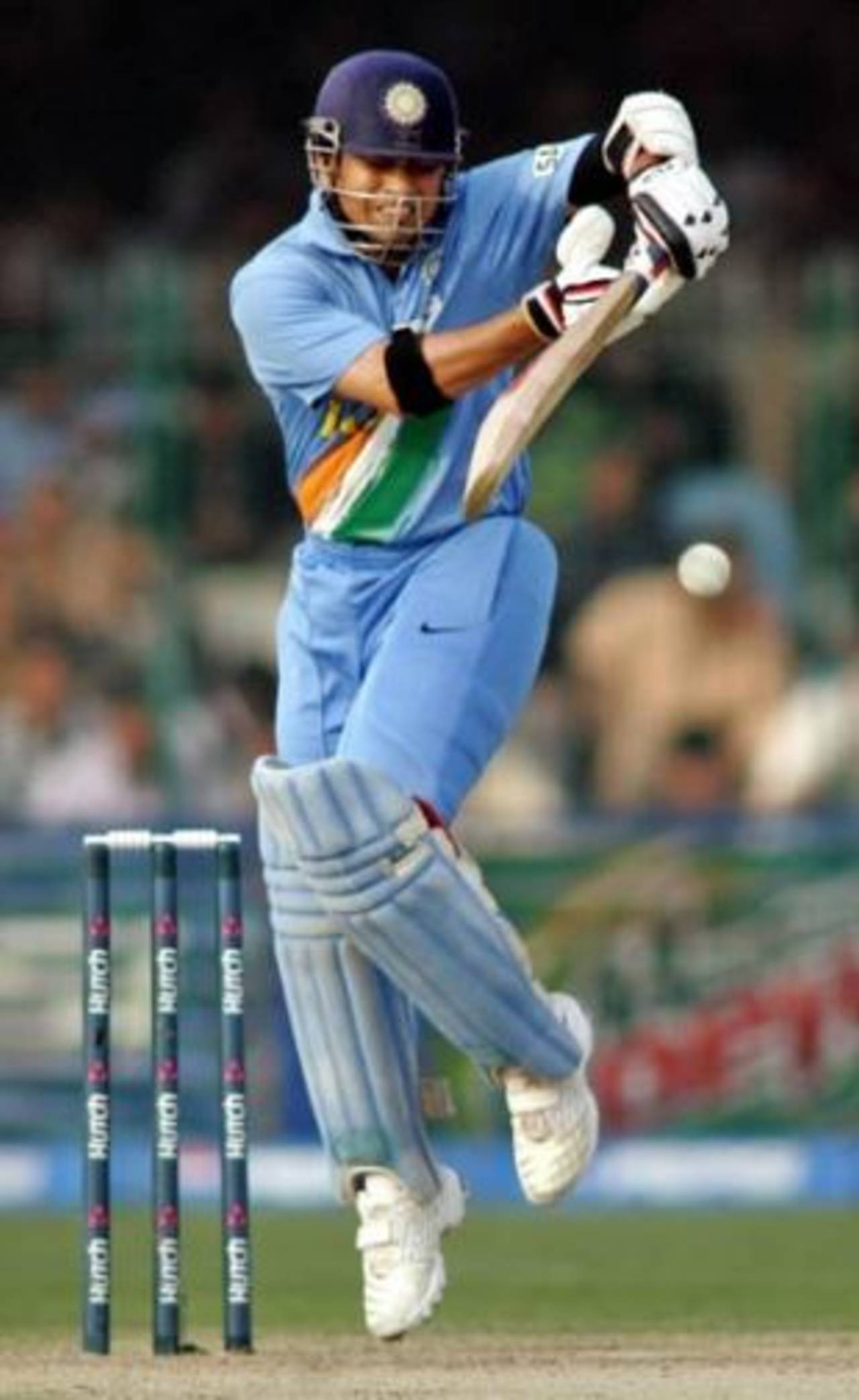 Sachin Tendulkar rides the bounce of a lifter and plays to leg, Pakistan v India, 3rd ODI, Lahore, February 13, 2006
