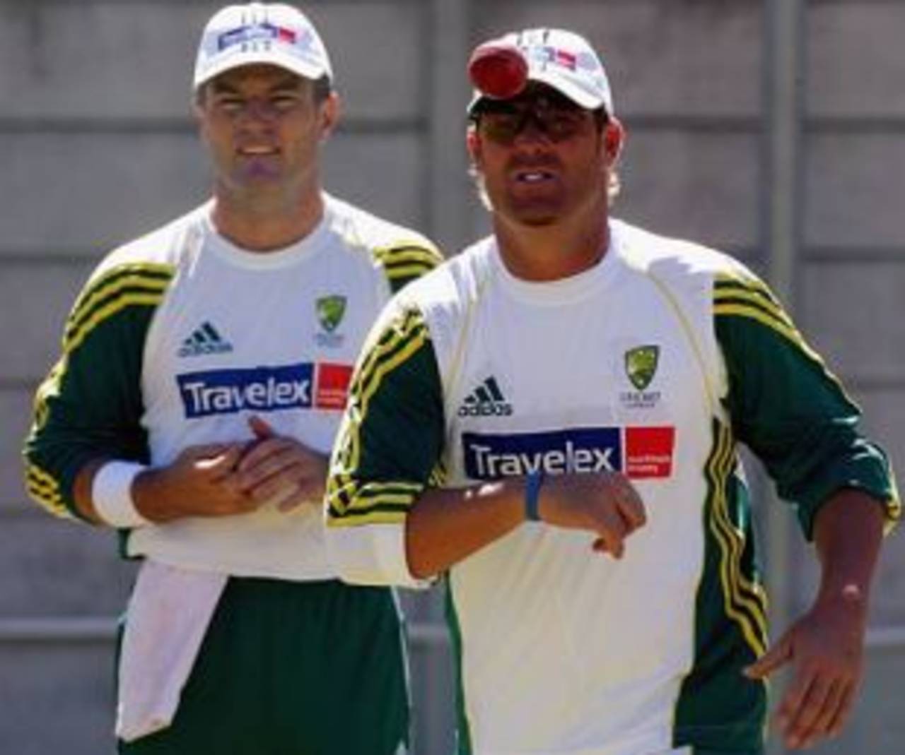 Spin twins: Shane Warne and Stuart MacGill at training. Australia are set to field both in the first Test against South Africa, Cape Town, March 14, 2006