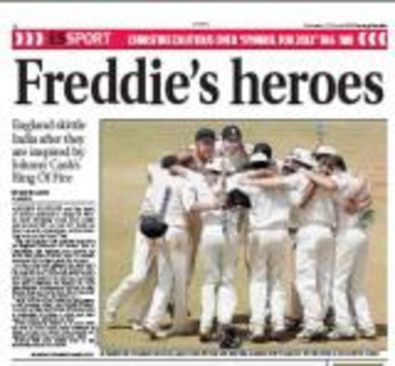 The back page of the <I>Evening Standard</I> after England's victory, March 22, 2006