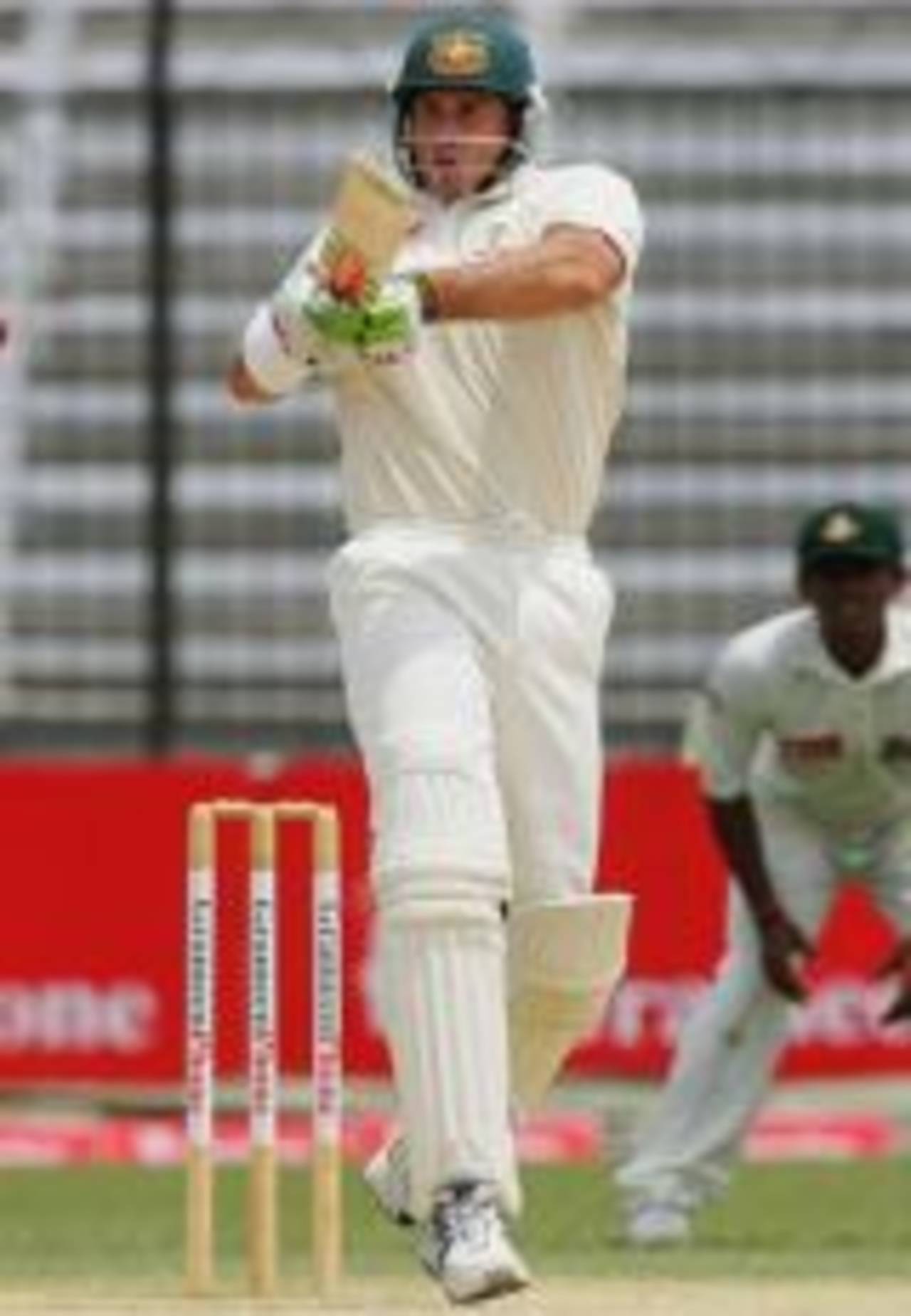 Matthew Hayden executes the pull as Australia begin the run-chase, Bangladesh v Australia, 1st Test, Fatullah, 4th day, April 12, 2006