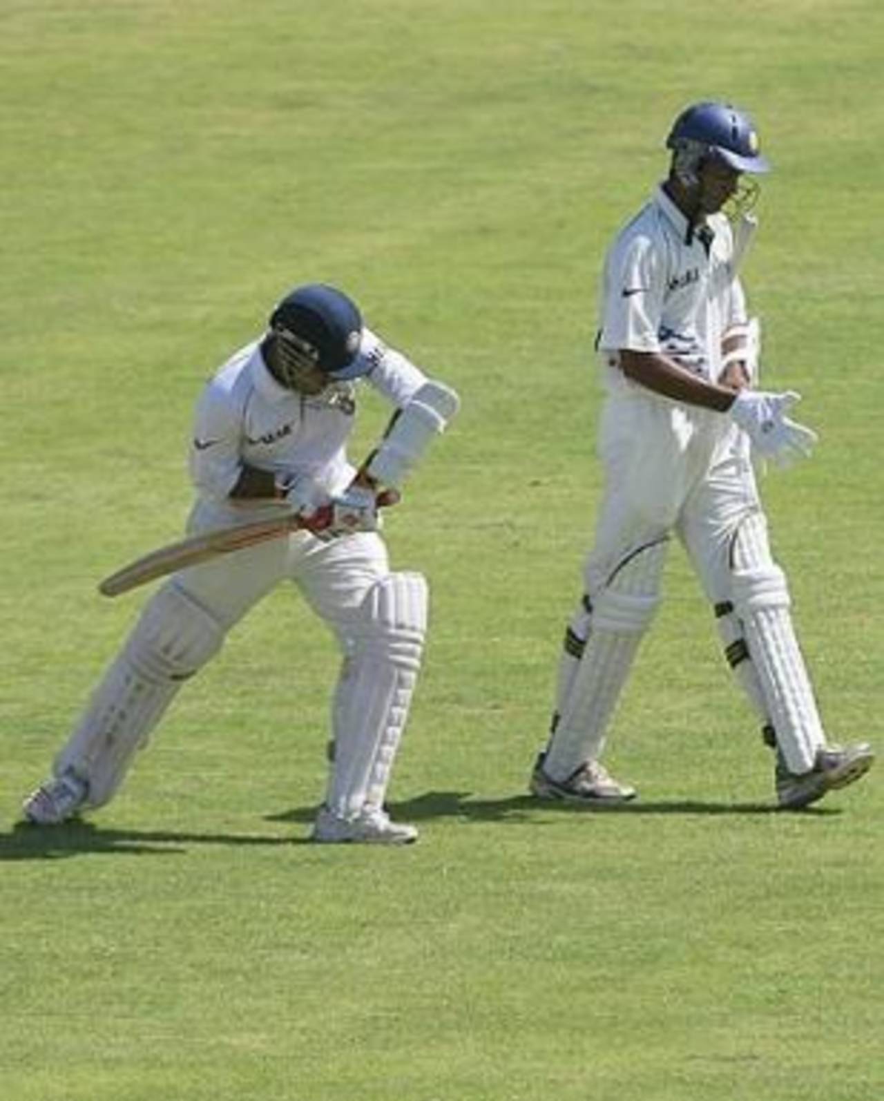 Virender Sehwag and Wasim Jaffer walk out to bat, West Indies v India, 4th Test, Jamaica, 1st day, June 30, 2006