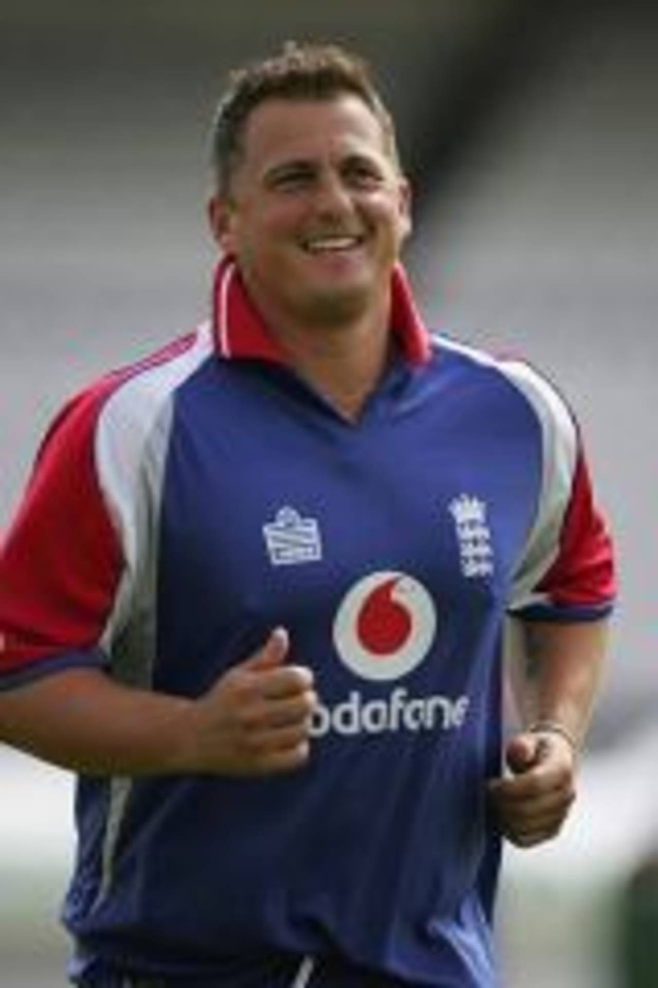 Darren Gough warms up for a practice session, London, September 1, 2006