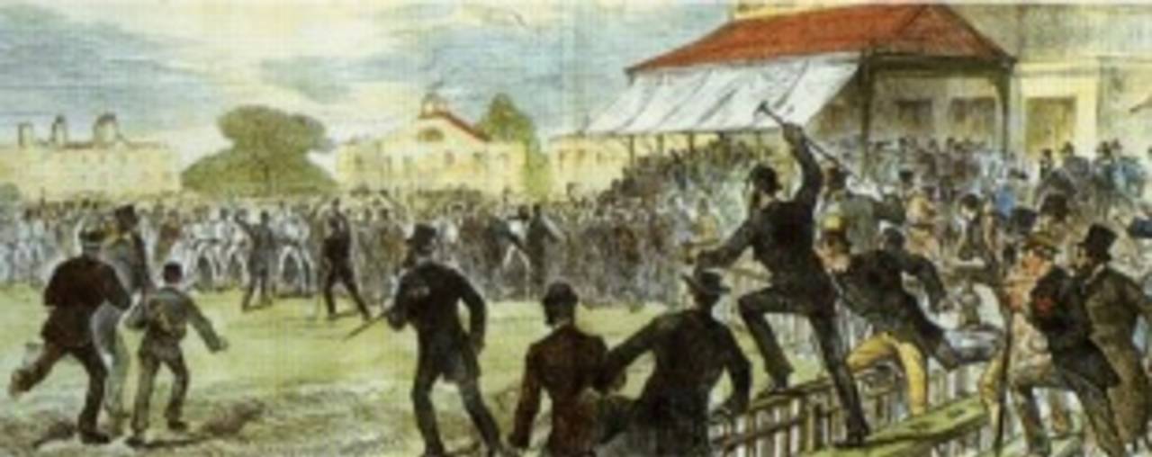 The crowd rush on to celebrate England's win, England v Australia, The Oval, September 1880