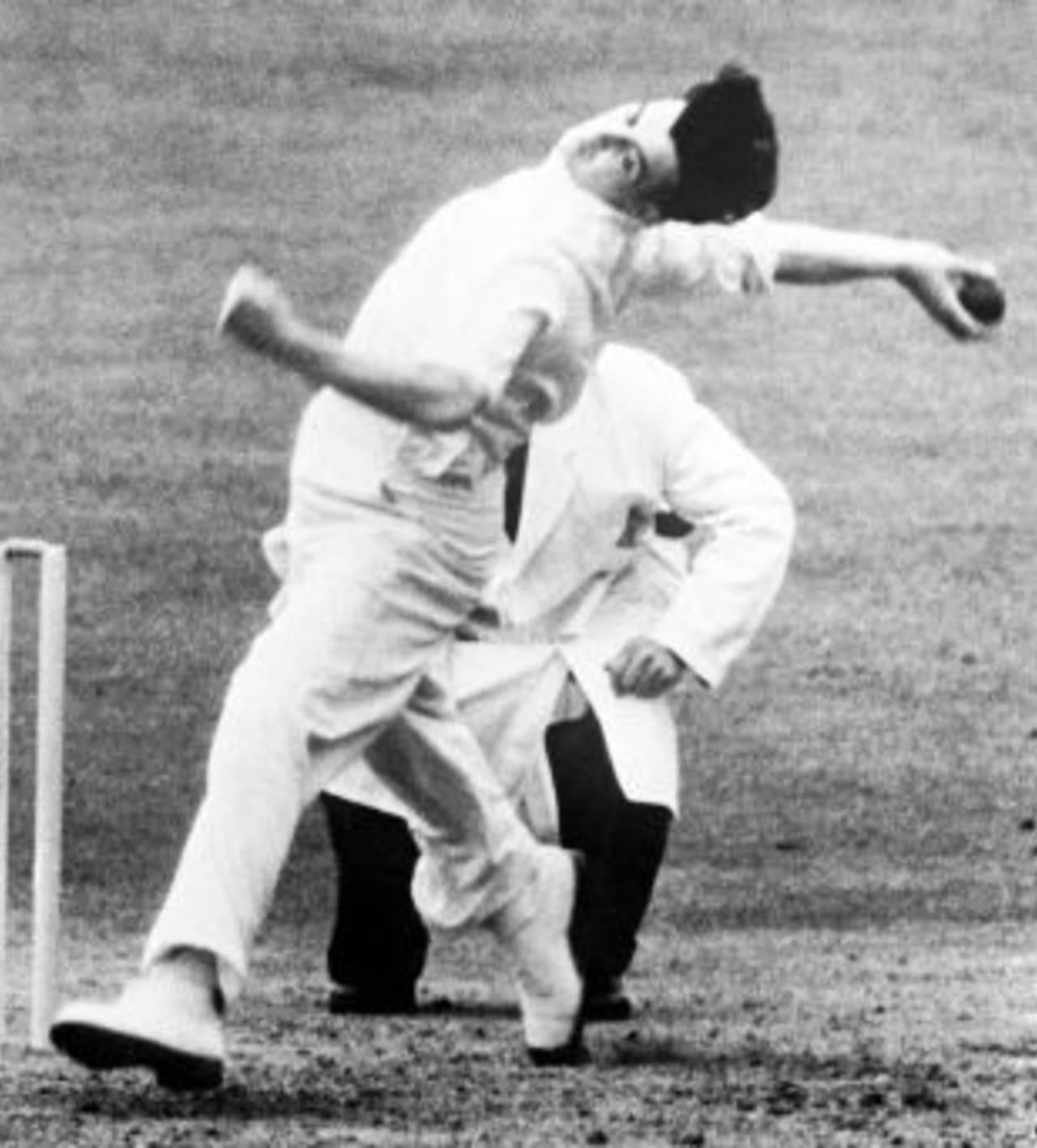 Fred Trueman in full flow on his debut, England v India, 1st Test, Leeds, June 5, 1952