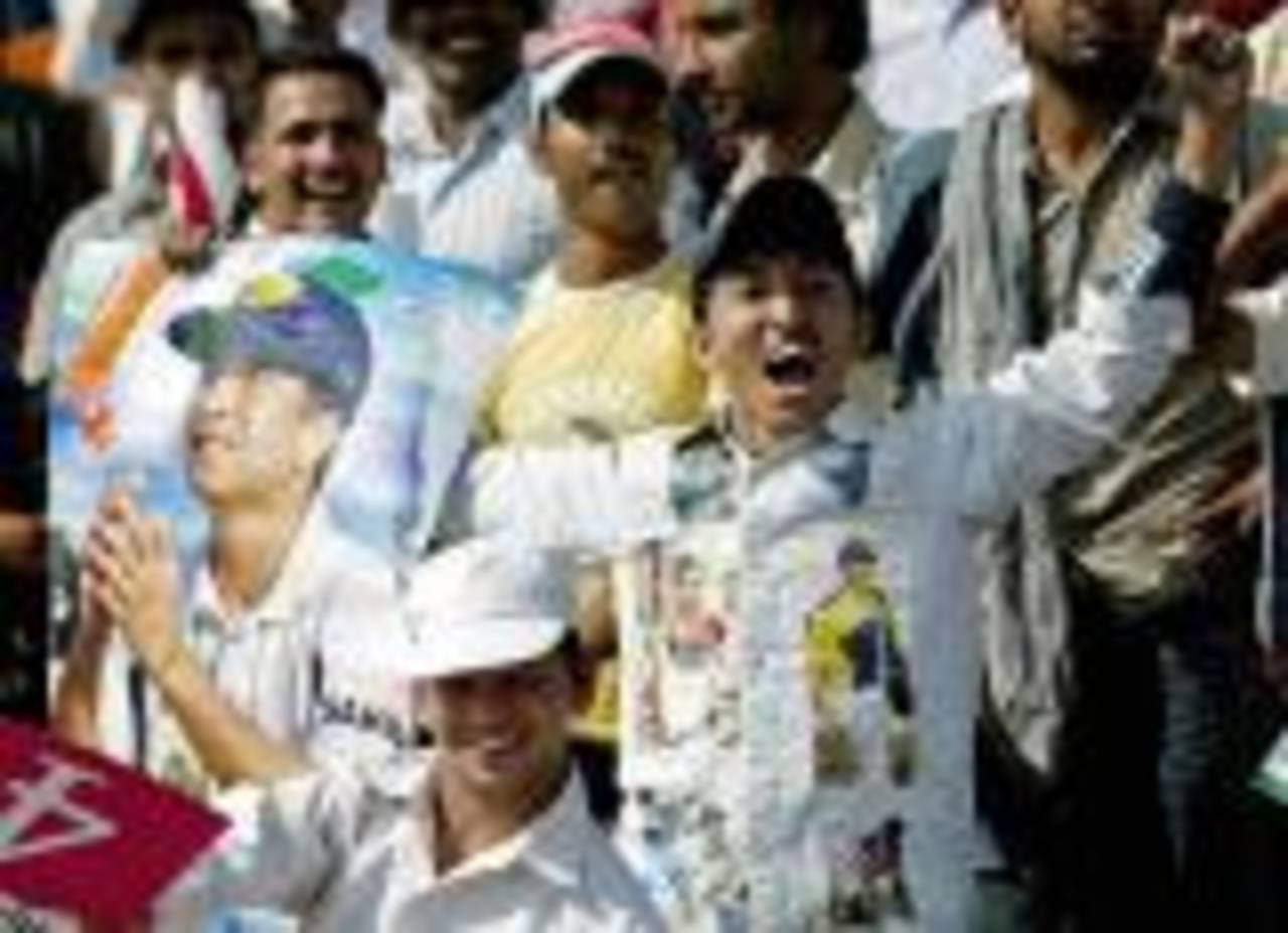 An Indian fan wears his support for Sachin Tendulkar on his shirt, India v Australia, 18th match, Champions Trophy, October 29, 2007