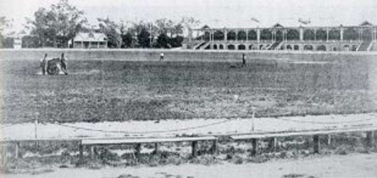 Melbourne Cricket Ground at the time of the first Test in 1877
