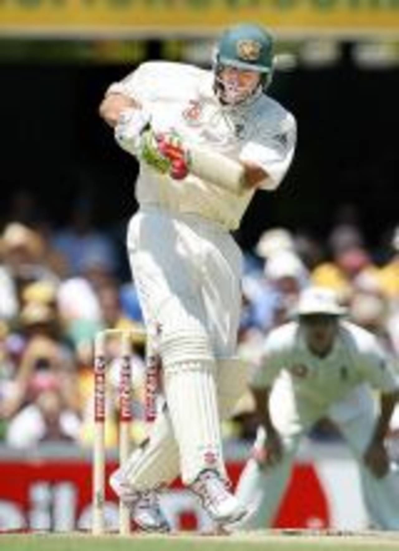Matthew Hayden pulls for four, Australia v England, 1st Test, Brisbane, November 23, 2006