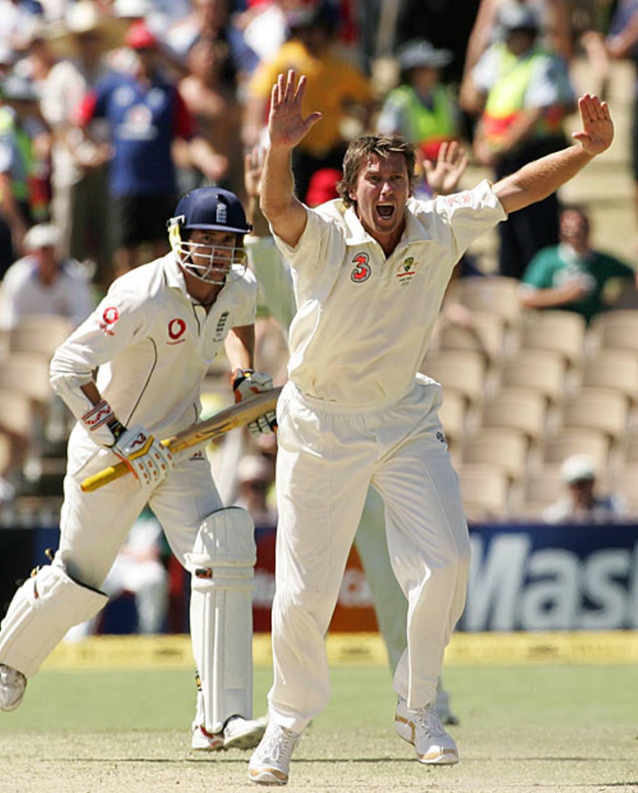 Glenn McGrath successfully appeals for James Anderson's wicket, Australia v England, 2nd Test, Adelaide, December 5, 2006