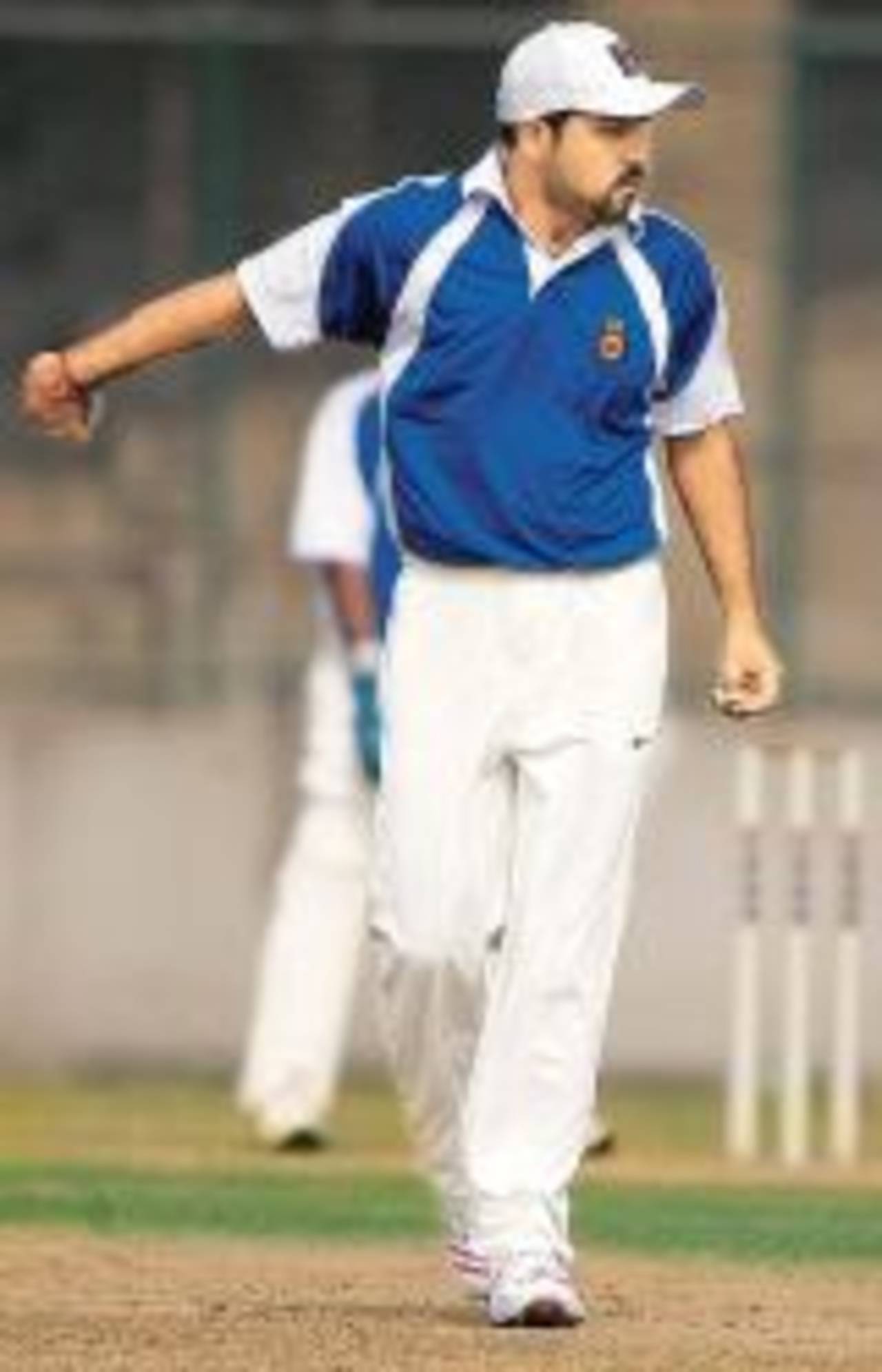 Virender Sehwag fields for Delhi A in a practice match, Delhi, January 29, 2007