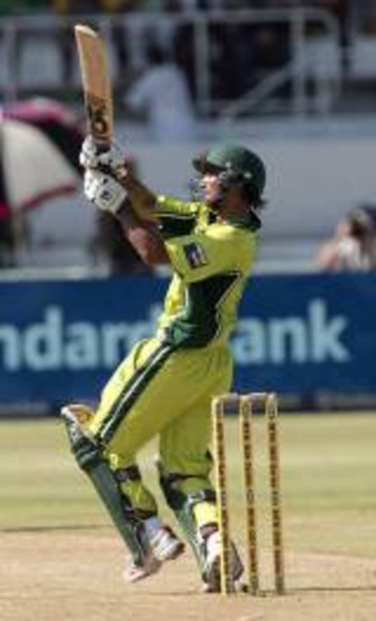 Imran Nazir launches one of his two sixes, South Africa v Pakistan, 2nd ODI, Durban, February 7, 2007