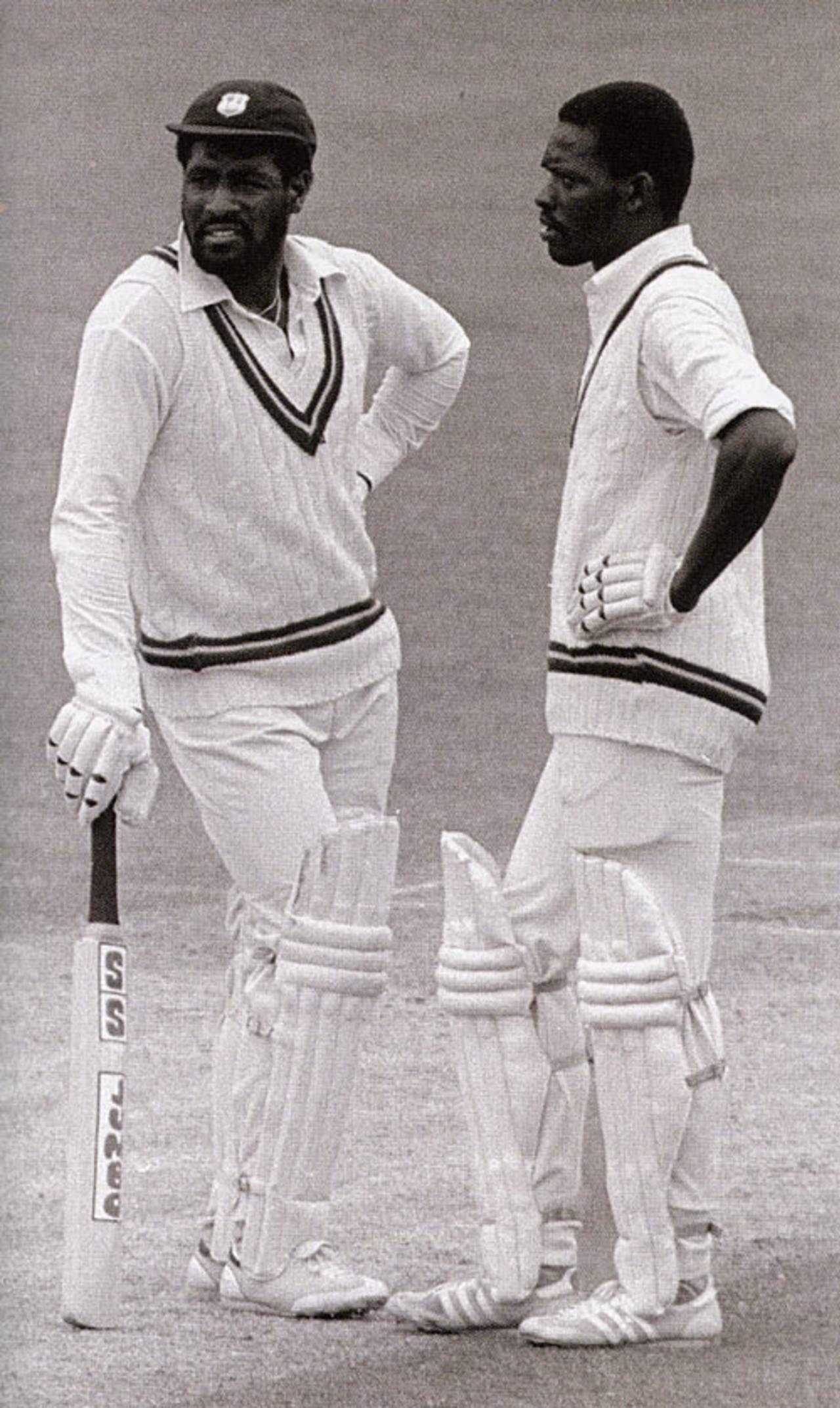 Richards and King take a break in the midst of the mayhem&nbsp;&nbsp;&bull;&nbsp;&nbsp;Patrick Eagar/Wisden Cricket Monthly